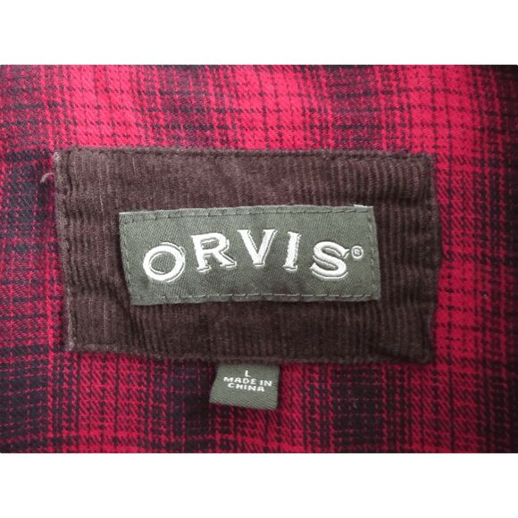 Vintage Orvis Field Jacket Mens L Red Brown Cord Trim Chore Barn Flannel Lined - Picture 6 of 8